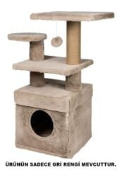 Dubex 65x39x85 cm Kedi Oyun Evi ve Tırmalama Platformu Gri