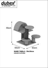 Dubex 63x63x55 cm Kedi Oyun Evi ve Tırmalama Platformu Siyah