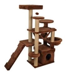 Dubex 55x160x124 cm Kedi Oyun Evi ve Tırmalama Platformu Tarçın
