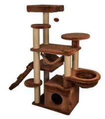 Dubex 55x160x124 cm Kedi Oyun Evi ve Tırmalama Platformu Tarçın