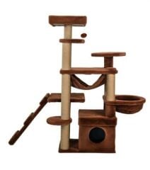 Dubex 55x160x124 cm Kedi Oyun Evi ve Tırmalama Platformu Tarçın