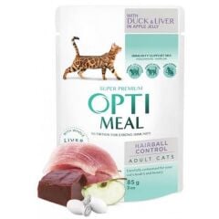 Optimeal Ördek Ciğerli Elma Jöleli Hairball Control Yaş Kedi Maması 85 Gr