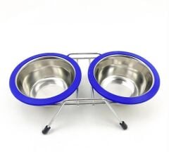 Playfull Krom Kaplı Çiftli Mama Kabı 64 Oz