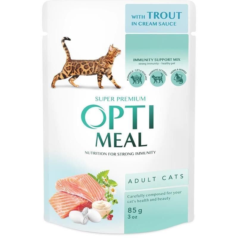 Optimeal Alabalıklı Krema Soslu Yaş Kedi Maması 85 Gr