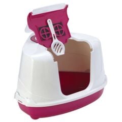 Moderna Flip Köşeli  Kapalı Kedi Tuvaleti Fuşya