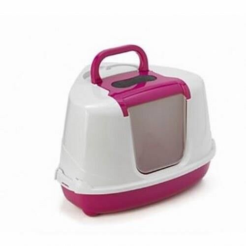 Moderna Flip Köşeli  Kapalı Kedi Tuvaleti Fuşya