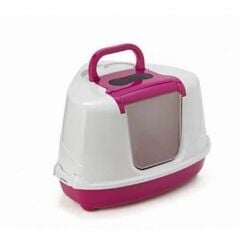Moderna Flip Köşeli  Kapalı Kedi Tuvaleti Fuşya