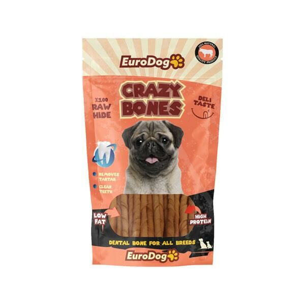 Euro Dog Crazy Bone Natural Burgu Çubuk 20 Li