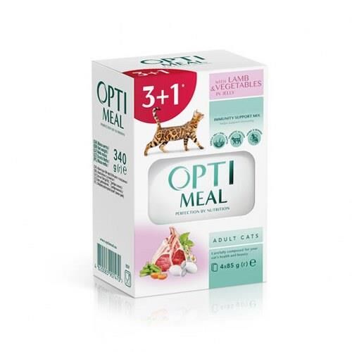 Optimeal Kuzu Etli Sebzeli Jöle Kedi Yaş Mama 85G 3+1
