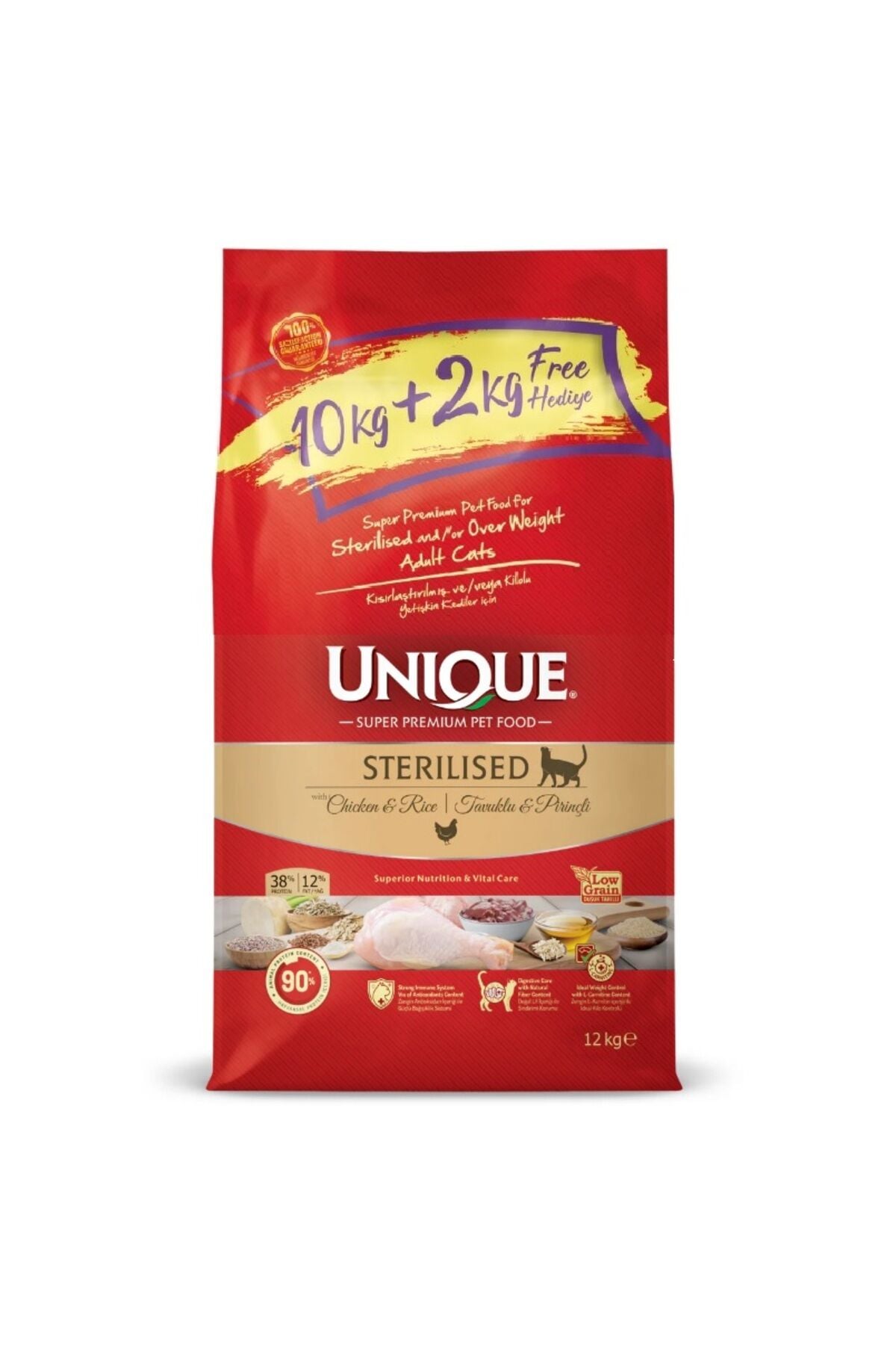 Unique Sterilised Chicken 10+2 kg Tavuklu Kısır Kedi Maması