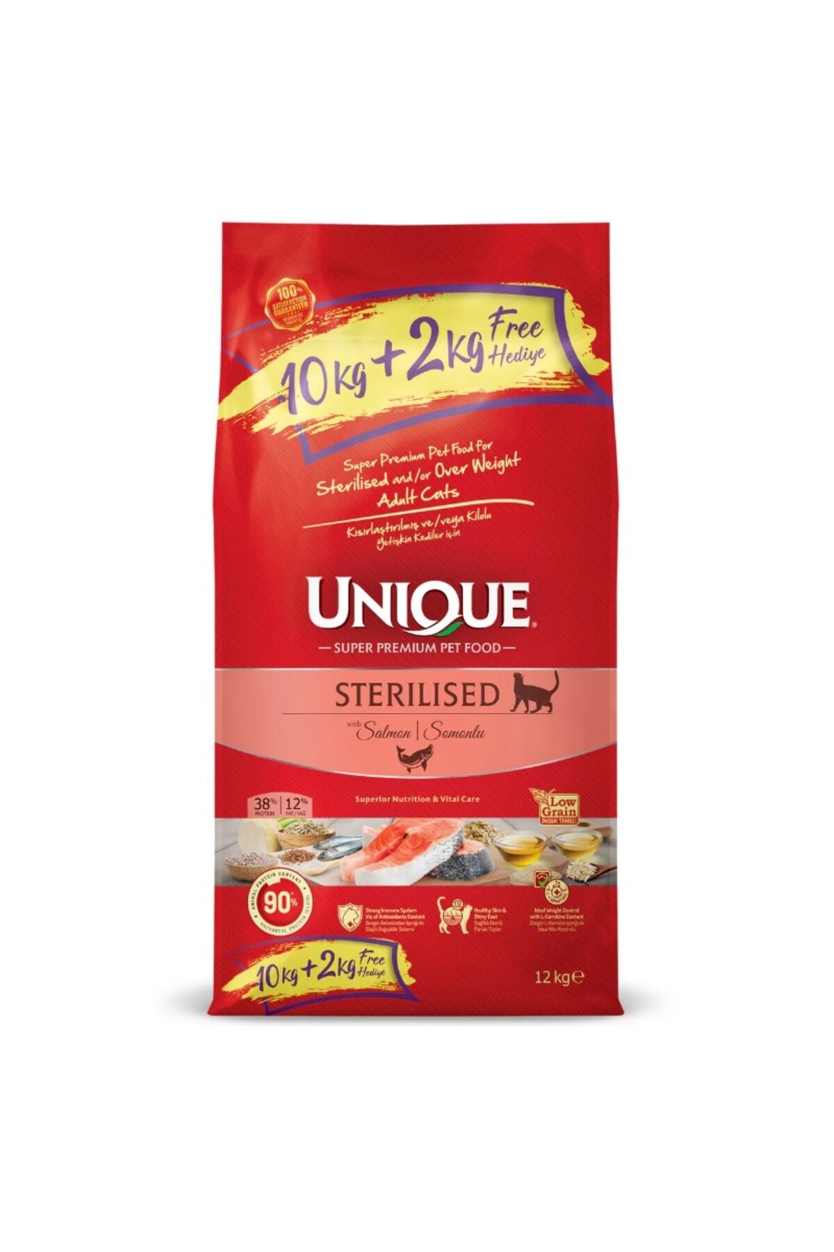 Unique Sterilised Kısırlaştırılmış Kedi Maması Somonlu 10 + 2 Kg