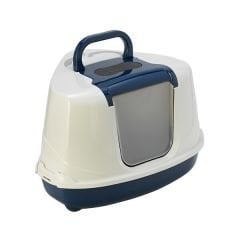 Moderna Flip Köşe Kapalı Kedi Tuvaleti Lacivert 45x56x38.5h cm
