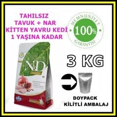 N&D tahılsız kitten yavru kedi maması 3 kg açık mama
