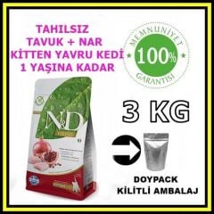 N&D tahılsız kitten yavru kedi maması 3 kg açık mama