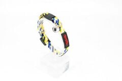 Kedi Boyun Tasması Ayarlanabilir Sarı-Mavi-Beyaz Renkli Desenli