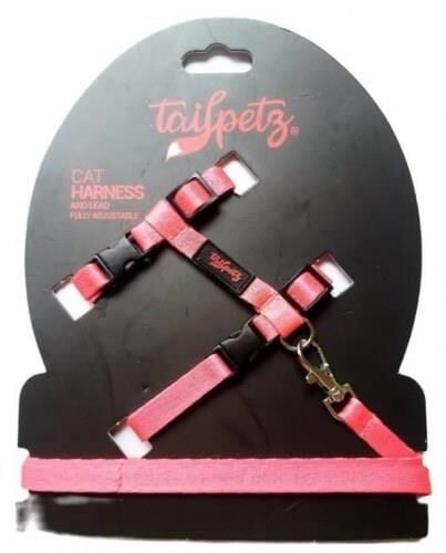 Tailpetz Cat Harnes Ayarlanır Kedi Gezdirme Takım Tasması Pembe