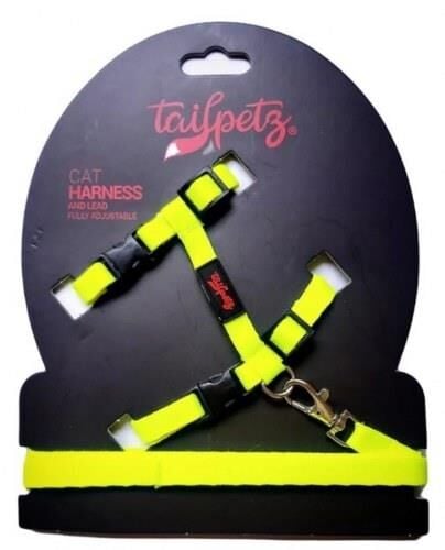 Tailpetz Cat Harnes Ayarlanır Kedi Gezdirme Takım Tasması Sarı
