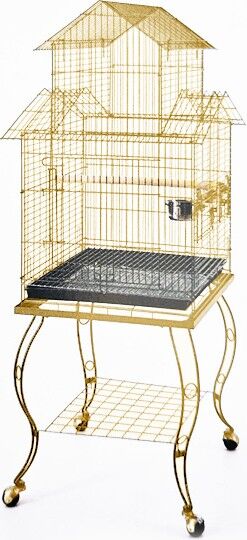 EuroGold Sehpalı Papağan Kafesi Gold (51 x 51 x 139)