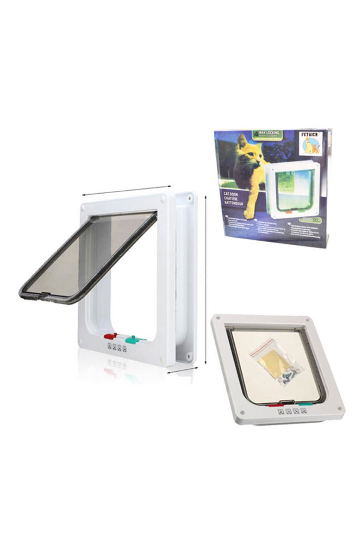 EuroCat Kedi Kapısı 4 Fonksiyonlu 19 cm x 20 cm x 2 cm