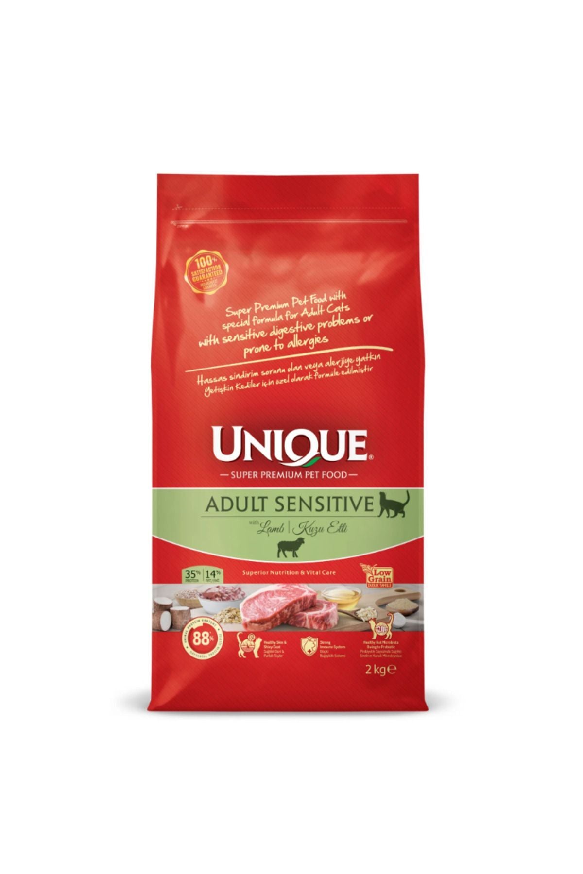 Unique Sensitive (Hassas) Yetişkin Kedi Maması Kuzu Etli 2 kg
