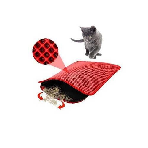 PET PRETTY ELEKLİ KEDİ TUVALETİ PASPASI KIRMIZI 50x60 cm