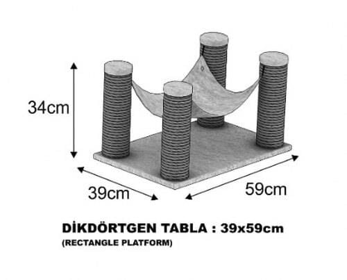 Dubex 39x59x34 cm Kedi Hamağı ve Tırmalama Platformu Tarçın
