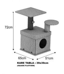 Dubex 65x51x72 cm Kedi Oyun Evi ve Tırmalama Platformu Bej